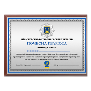 Подяка з срібного металу на плакетці 220х300мм DNM2048 фото
