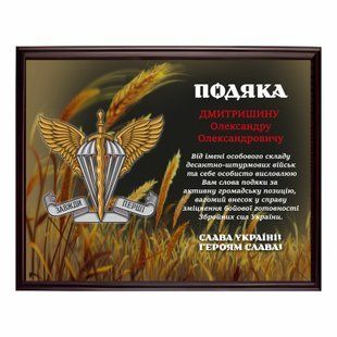 Благодарность из черного металла на подложке 290х380мм DNM2035 фото